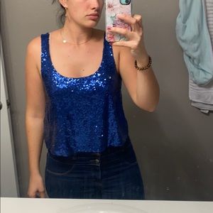 NWOT Guess Blue Sequin Crop Top